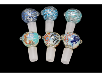 19 MM-35 Gr FUMED AND INSIDE ART HERB BOWLS-MIX COLORS