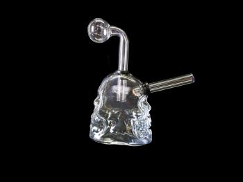 5.5"/130 Gr. CLEAR GLASS DOUBLE SIDED  SKULL  BUB