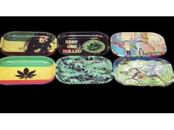 7" LONG/5.75" WIDE MUTI COLOR ART ROLLING TRAY/ COLOR / PRINT VARY