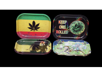7" LONG/5.75" WIDE MUTI COLOR ART ROLLING TRAY/ COLOR / PRINT VARY