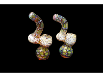 5.5'-180Gr DOUBLE GLASS PYTHON ART BUBBLER,COLOR VARY
