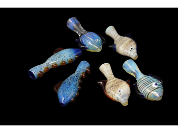 6 CT FISH CHILLUM BUNDLE, COLOR AND DESIGN AS PICTURE