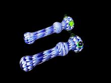 4" /60 Gr.DOUBLE GLASS MARBLE ART CHILLUM