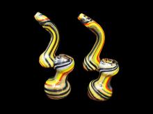 5.75"/140 Gr. GOLD FUMED & RASTA ART BUBBLER