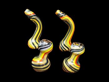 5.75"/140 Gr. GOLD FUMED & RASTA ART BUBBLER