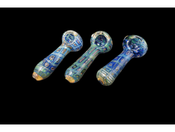 3.75"-75Gr DOUBLE GLARR TEAR DROPS ART HAND PIPE