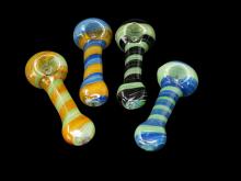 4"/100 Gr. SWIRL ART FANCY HAND PIPES/ COLOR MIX