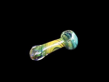 4"/90 Gr. WAVY ART GOLDEN GREEN HAND PIPE 