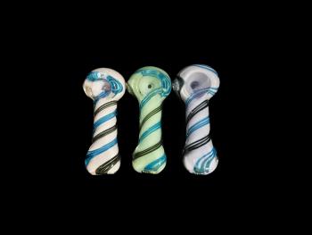 4"/80 Gr. MILKY TUBE SWIRL ART FANCY HAND PIPE 