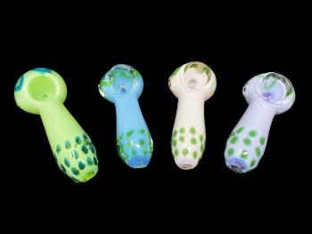 4"/70 Gr. SLIME COLORED SPOTTRED TUBE AND HEAD ART HAND PIPE 