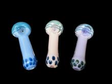 3.5"/70 Gr. STRIPED HEAD ART MILKY TUBE HAND PIPE