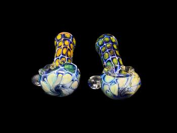 4"/85 Gr. WINDOW ART DOUBLE GLASS HAND PIPE 