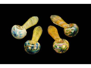 3.75"-4"/85 Gr GOLD FUMED SWIRL ART DELUXE HAND PIPE
