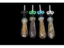 5.5"/56 Gr. GOLD FUMED AND SWIRL ART BLACK TOP NECTAR STRAW