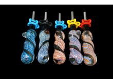 5"/55 Gr BLACK TP SWIRL DICHRO ART NECTAR STRAW SET, MIX COLOR