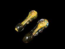4.5" TUWISTING  ART GOLD FUMING MARBLE HAND PIPE