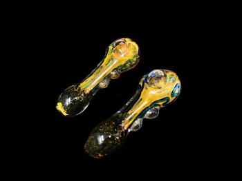 4.5" TUWISTING  ART GOLD FUMING MARBLE HAND PIPE