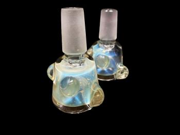 14MM/ 35 GRAMS SILVER FUMED AND 3 MARBLE ART BOWL