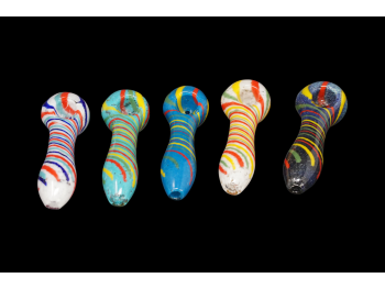 4"/75 Gr FRITED SWIRL ARTBRIGHT HAND PIPE, COLOR MIX