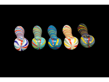 4"/75 Gr FRITED SWIRL ARTBRIGHT HAND PIPE, COLOR MIX