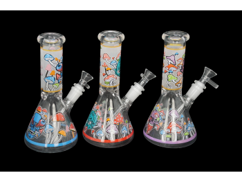 8''-220Gr MUSHROOM AND CARTOON PRINTED BEAKER , COLOR ASSORTED