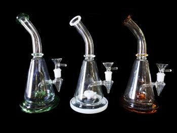 9.5"/390 Gr. COLORED RIM CLEAR GLASS BEAKER 